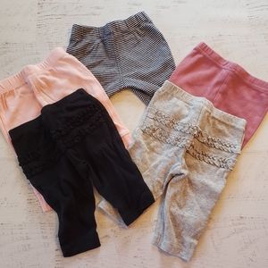 4 FOR $20 | Baby Girl Set of 5 Pants | 0-3mo